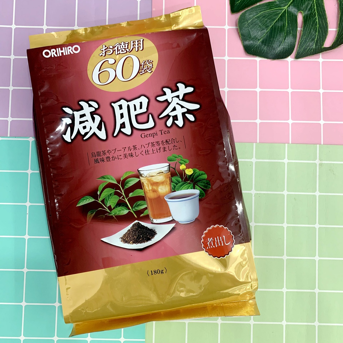 Trà giảm mỡ bụng Genpi Orihiro Nhật Bản (60 gói x 3g) - mặt sau