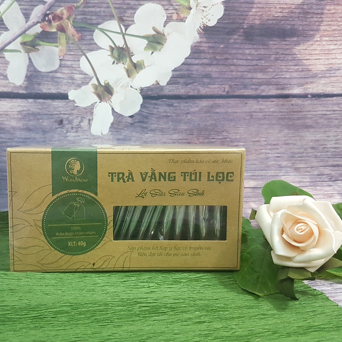 Trà vằng túi lọc lợi sữa - Giảm mỡ bụng WonMom U001 - mặt sau