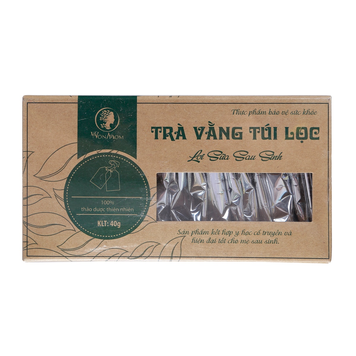 Trà vằng túi lọc lợi sữa - Giảm mỡ bụng WonMom U001 - mặt phải