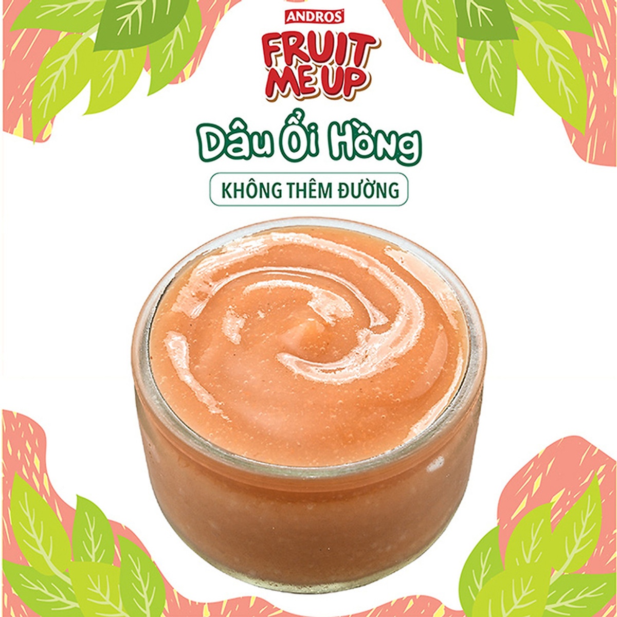 Trái cây nghiền nguyên chất Andros Fruit Me Up vị Dâu Ổi Hồng 90g - mặt trái