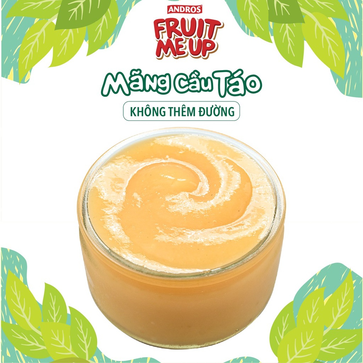 Trái cây nghiền nguyên chất Andros Fruit Me Up vị Mãng Cầu Táo 90g - mặt sau