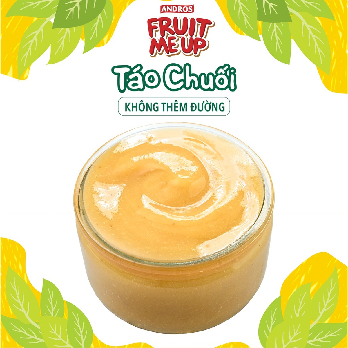 Trái cây nghiền nguyên chất Andros Fruit Me Up vị Táo Chuối 90g - mặt trái