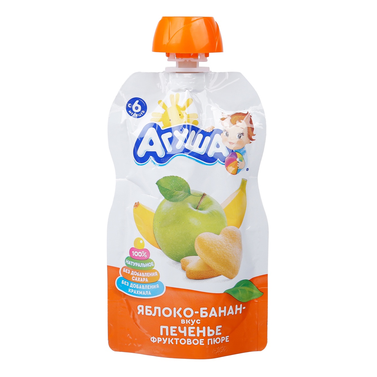 Trái cây nghiền vị chuối, táo và bánh quy Agusha 90g - mặt trái