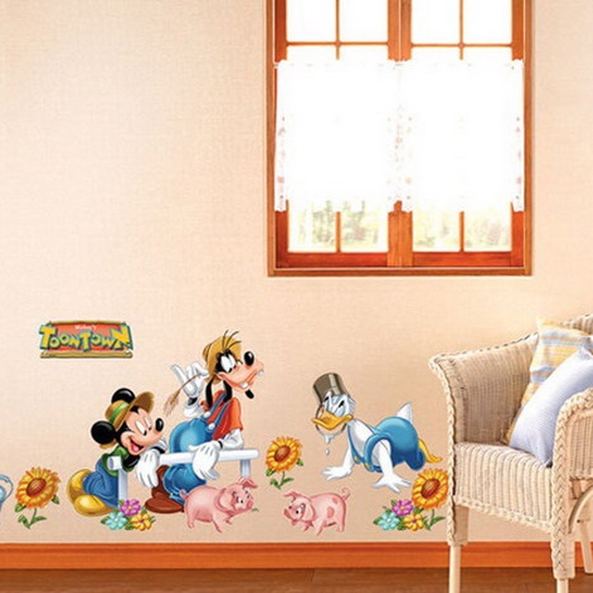 Tranh dán tường Hàn Quốc hình chú Mickey & chú vịt Donald DS58373 - mặt trái