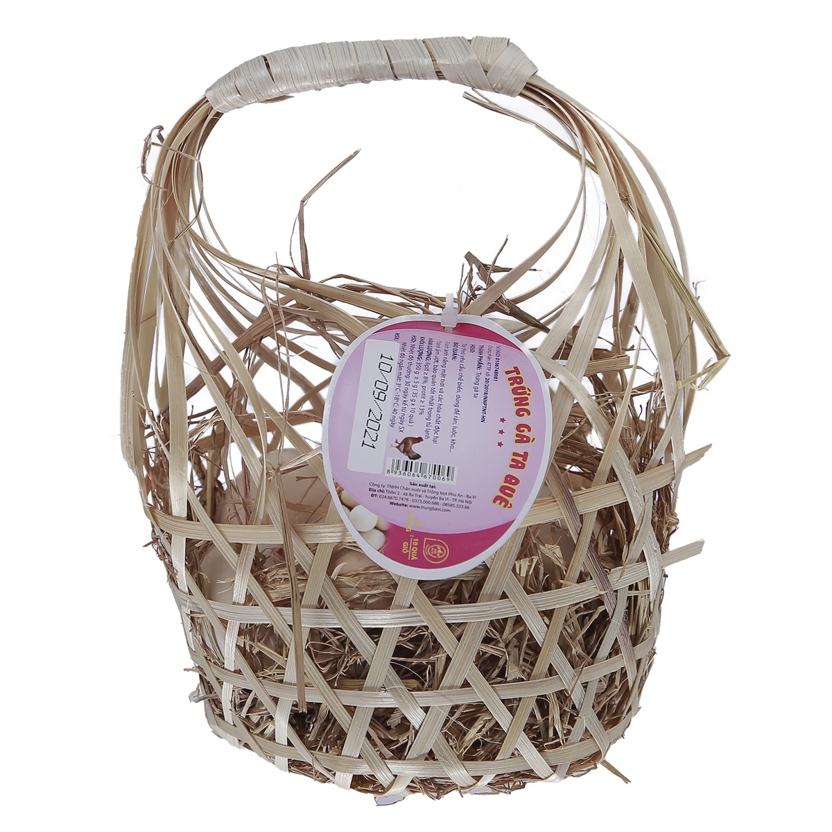 Trứng Gà ta quê giỏ mây Ba Vì - Organica - mặt trái