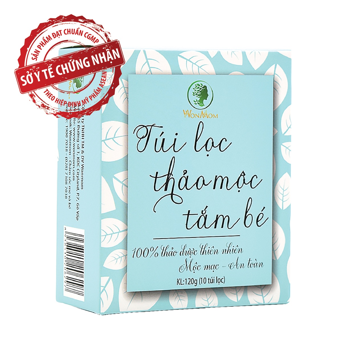 Túi lọc thảo mộc tắm bé WonMom 120g B002 - mặt phải