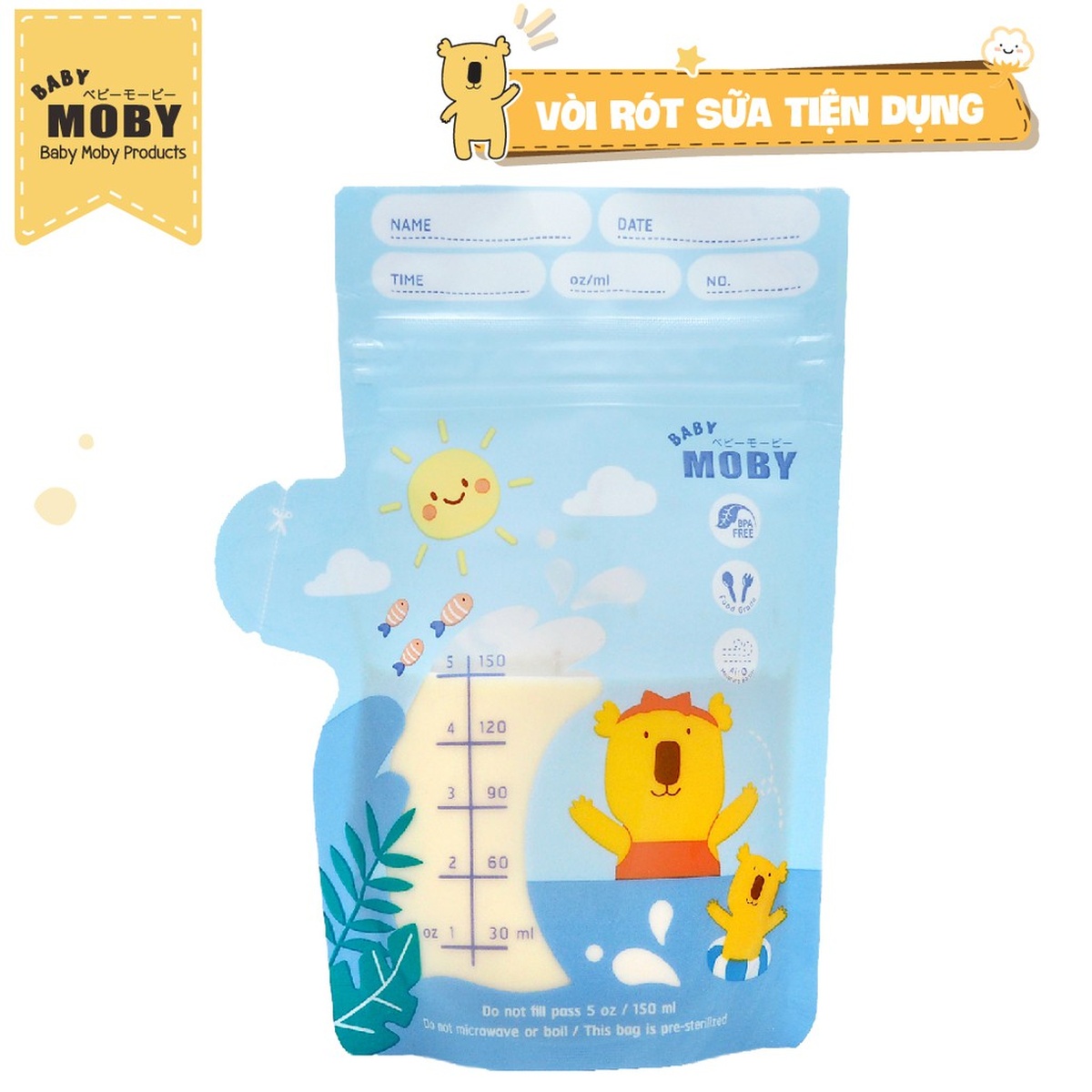 Túi trữ sữa Baby Moby 150ml 30pcs - mặt phải