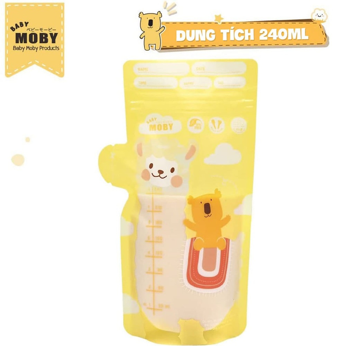 Túi trữ sữa Baby Moby 240ml 24pcs - mặt sau