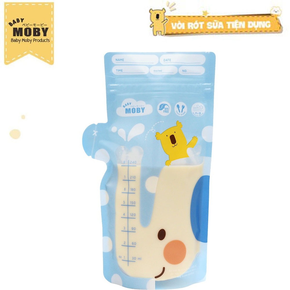 Túi trữ sữa Baby Moby 240ml 24pcs - góc nghiêng
