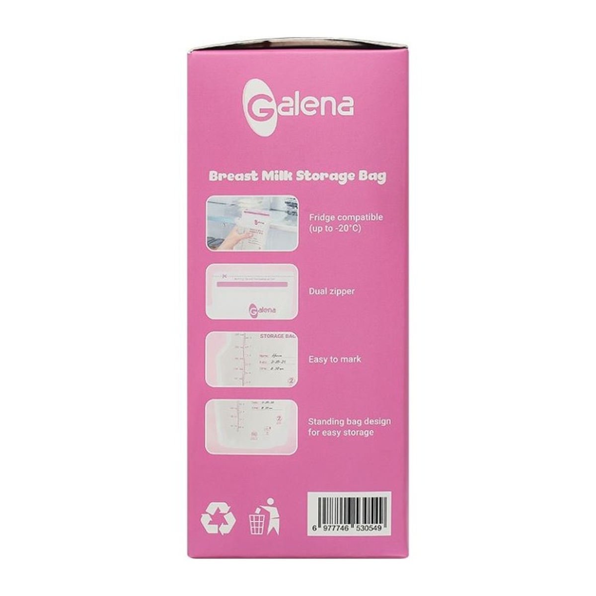 Túi trữ sữa Galena 250ml 50 túi GA-BMB1 - mặt sau