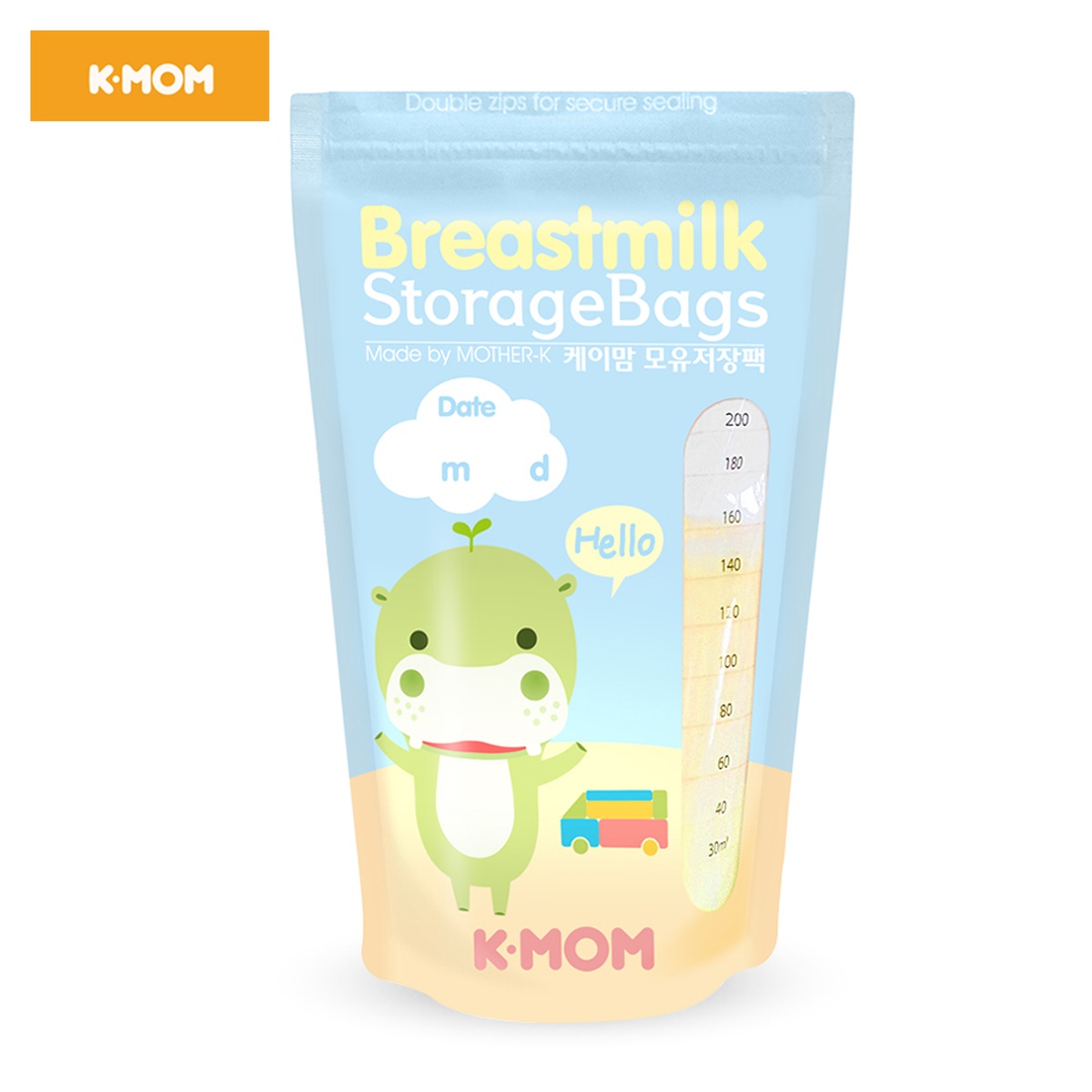 Túi trữ sữa K-MOM Hàn Quốc (200ML-50C) KM13608 - mặt trái