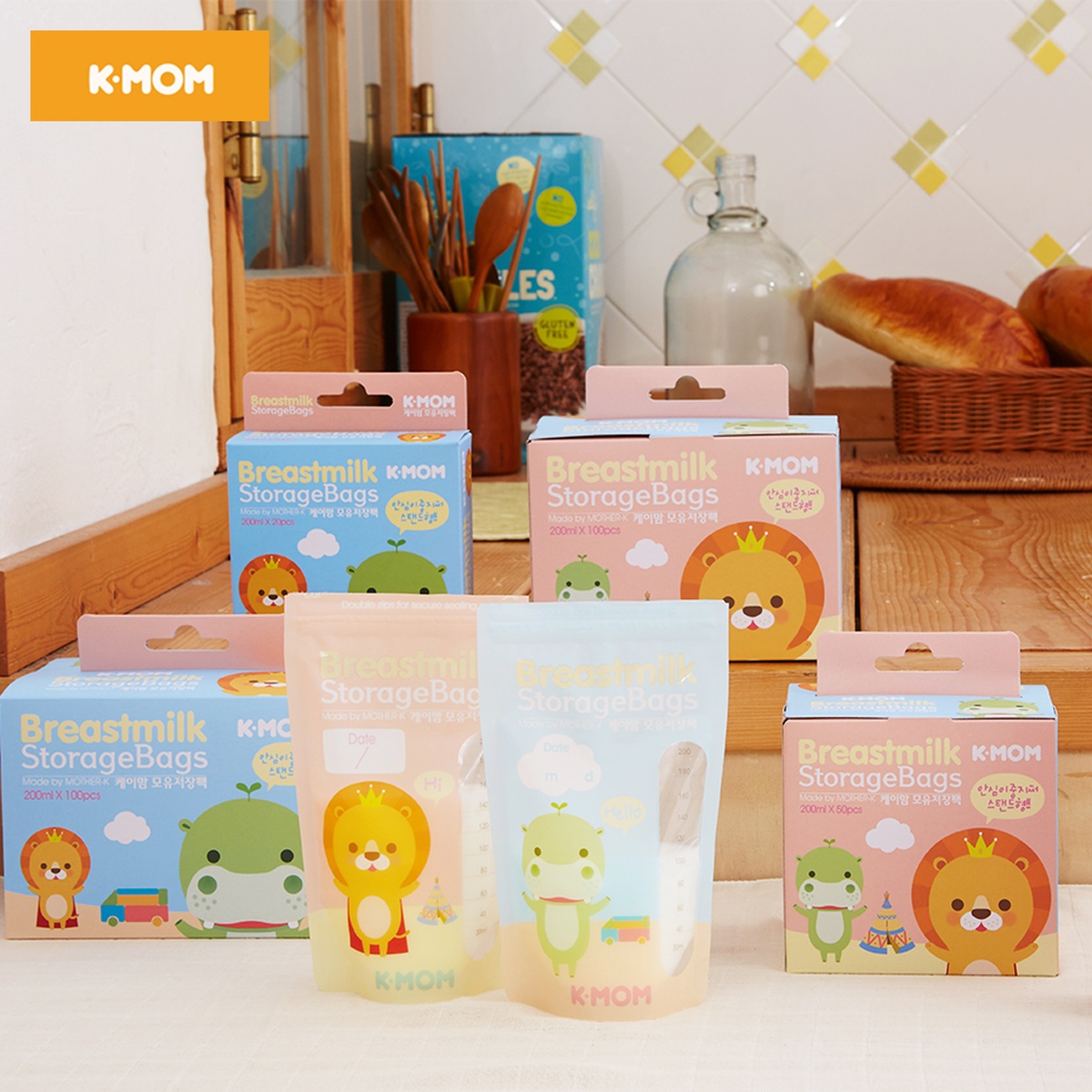 Túi trữ sữa K-MOM Hàn Quốc (200ML-50C) KM13608 - mặt sau