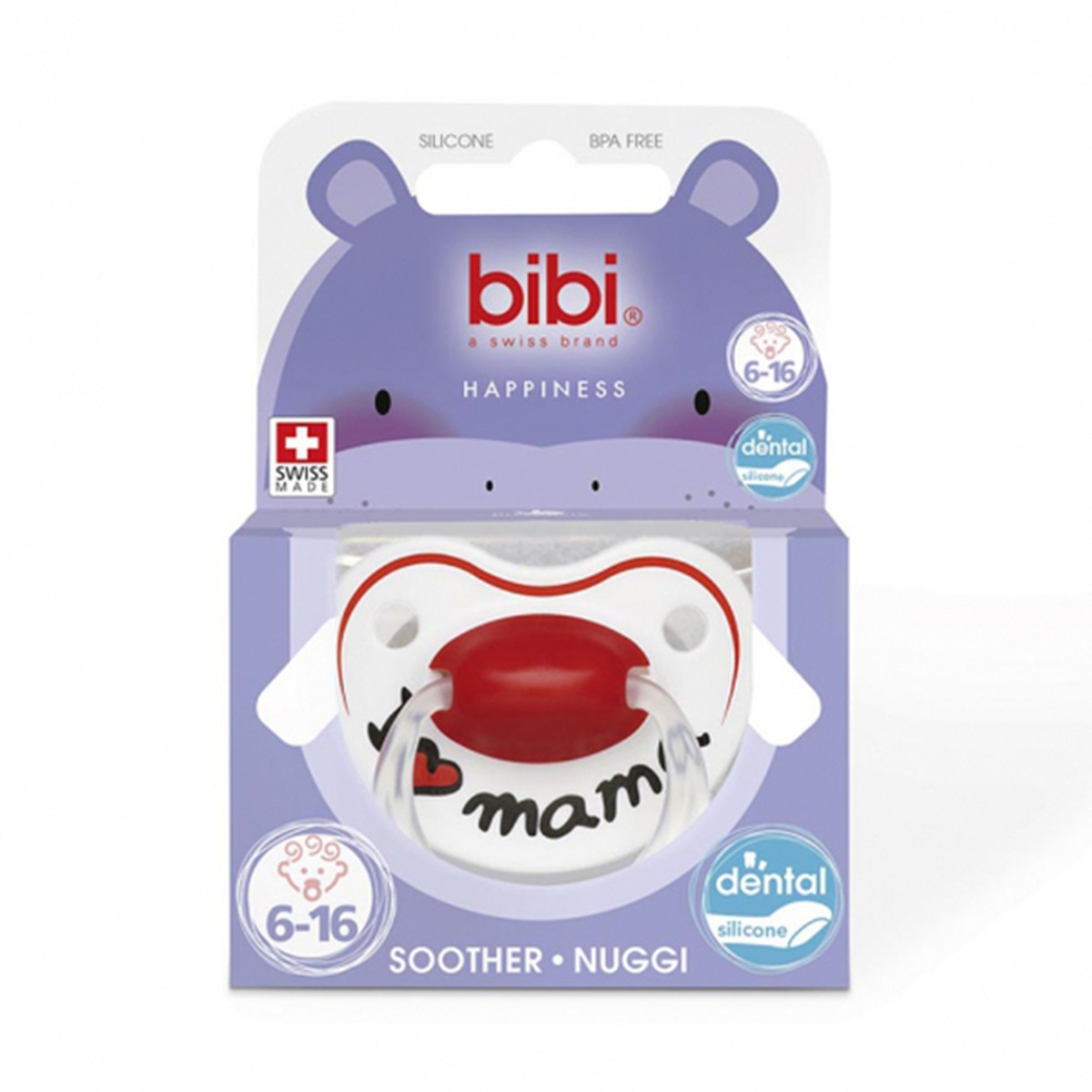 Ty ngậm cao cấp Bibi I Love Mama (0-16M) - mặt phải