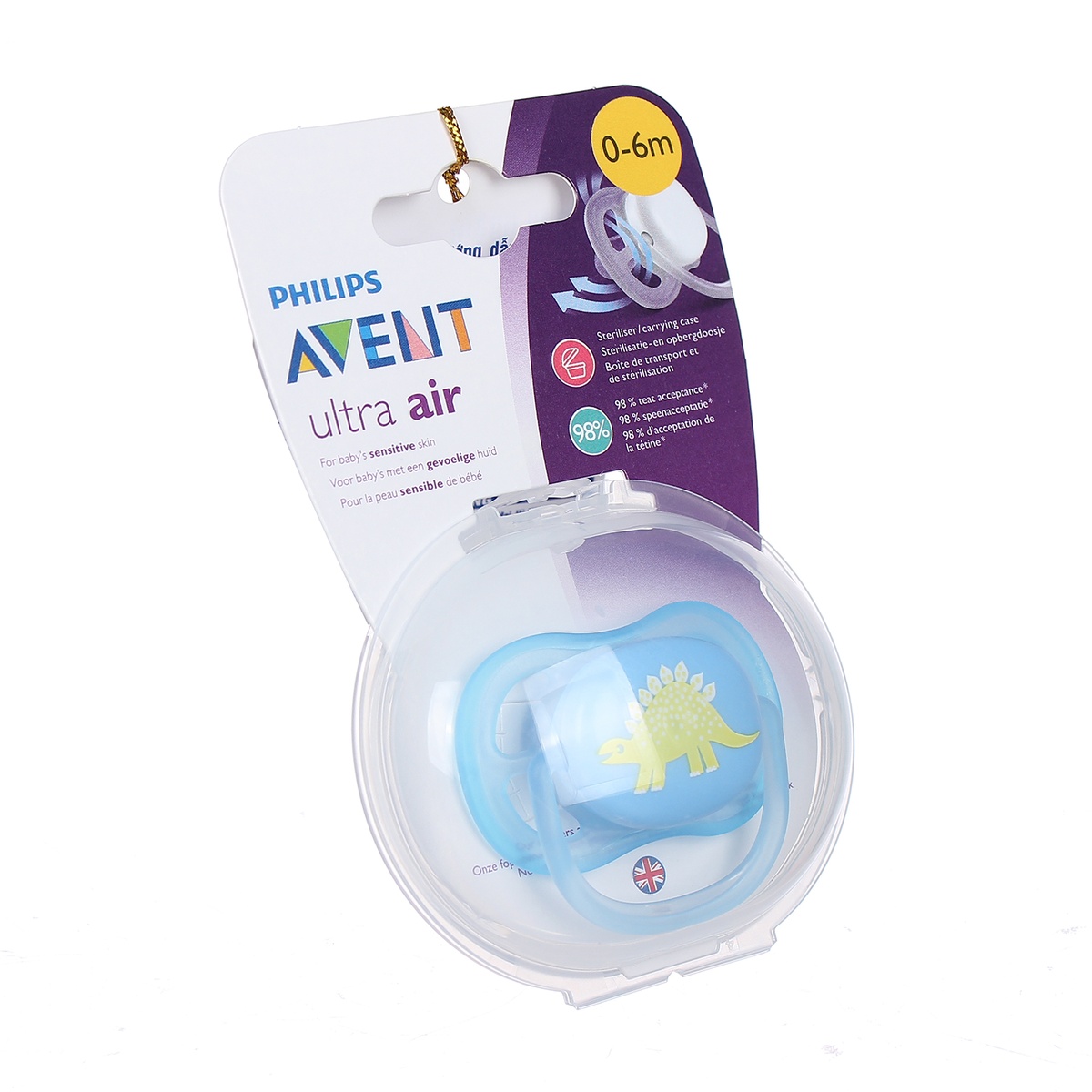 Ty ngậm cho bé Philips Avent màu xanh cho bé 0-6M - mặt phải