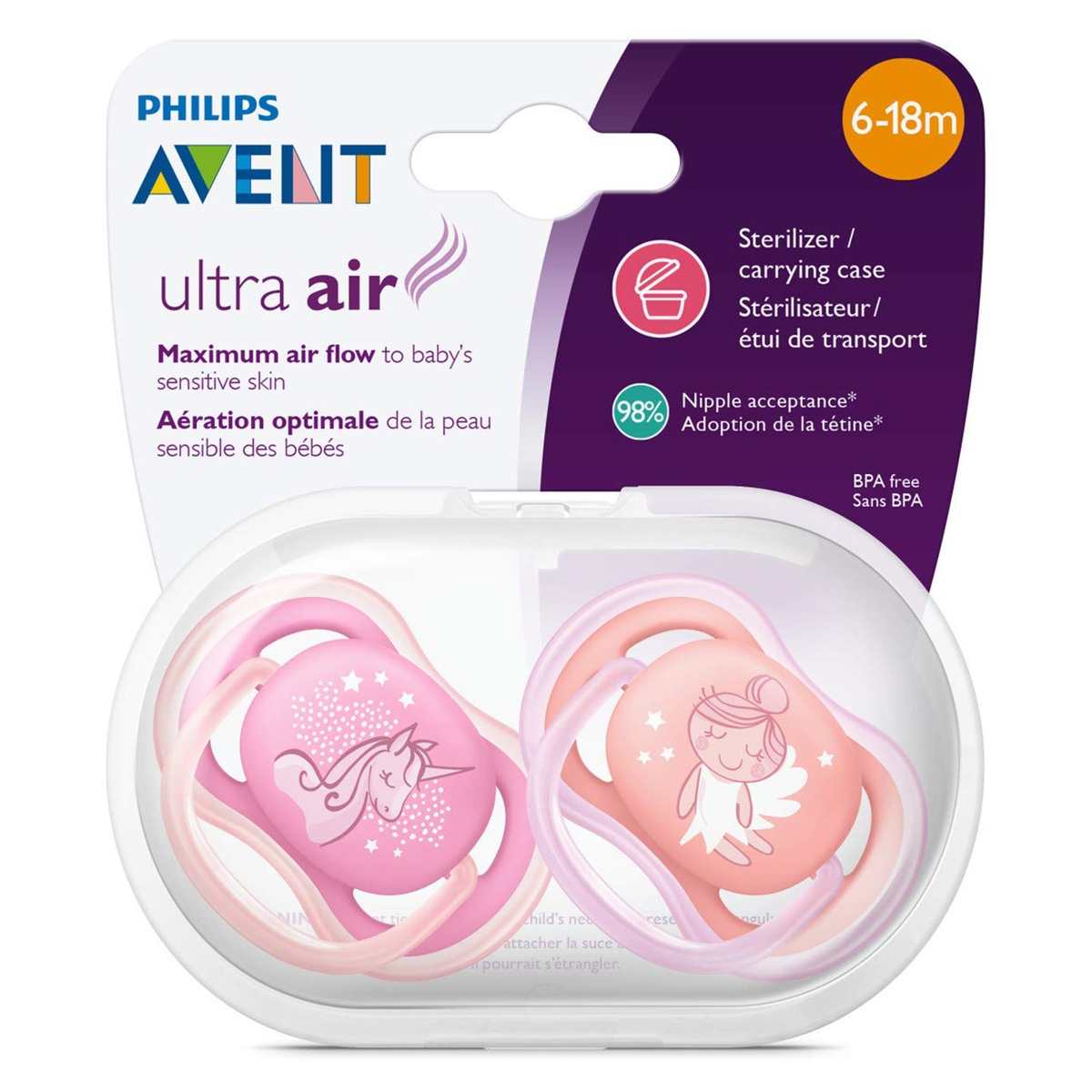 Ty ngậm đôi Philips Avent  Anh Quốc cho bé 6M-18M - mặt trái