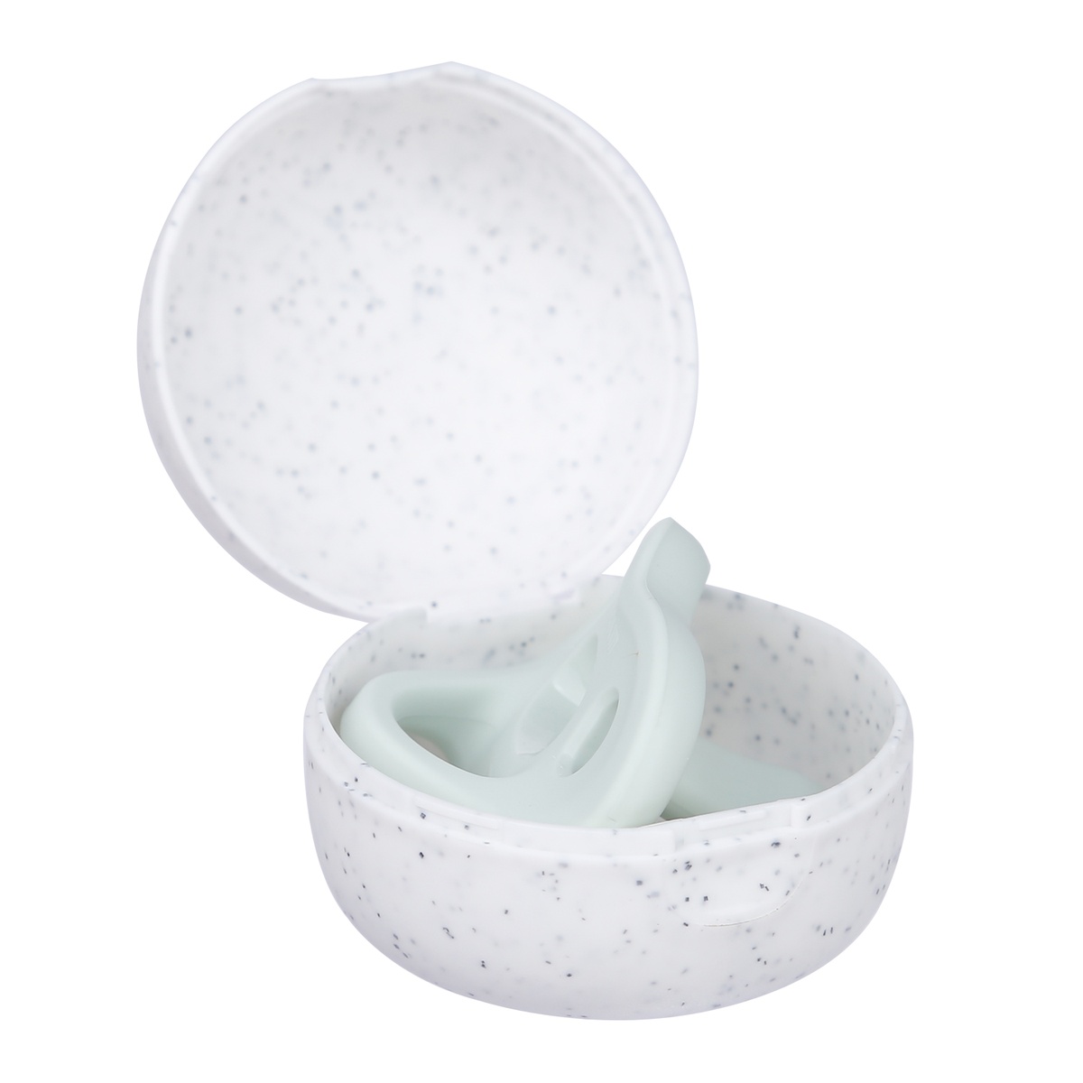 Ty ngậm silicone Moyuum kèm hộp Stage 2 (Xanh) - mặt sau