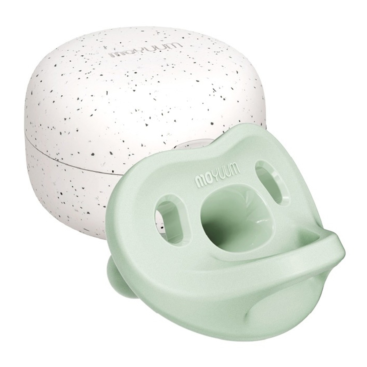 Ty ngậm silicone Moyuum kèm hộp Stage 2 (Xanh)