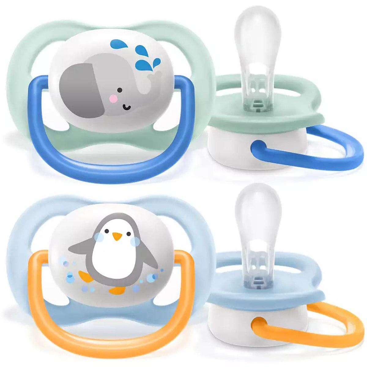 Ty ngậm thông khí lime Philips Avent 0-6M SCF080/05 vỉ đôi (Xanh, Vàng) - mặt trái