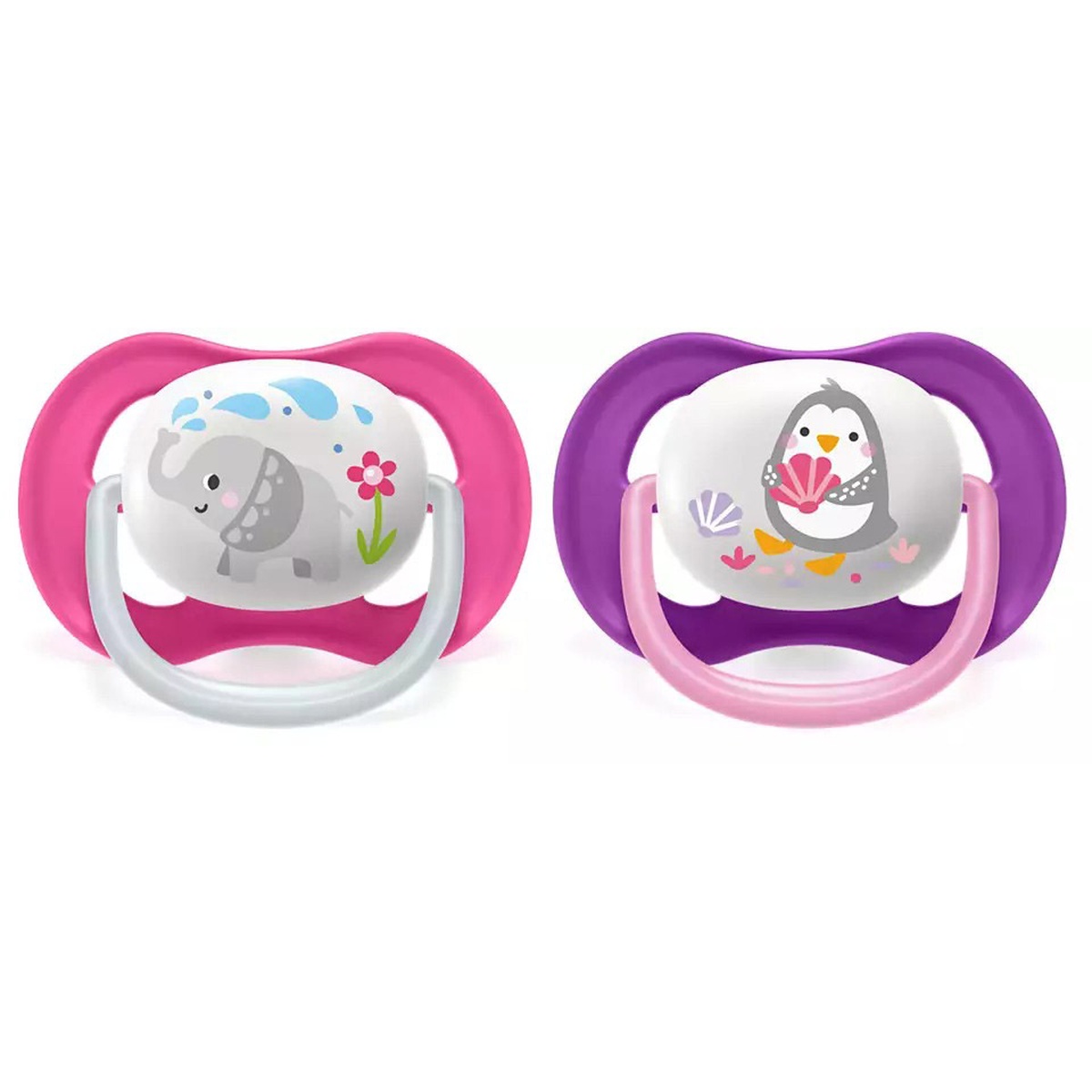 Ty ngậm thông khí lime Philips Avent 6-18M SCF080/08 vỉ đôi (Hồng, tím) - mặt trái