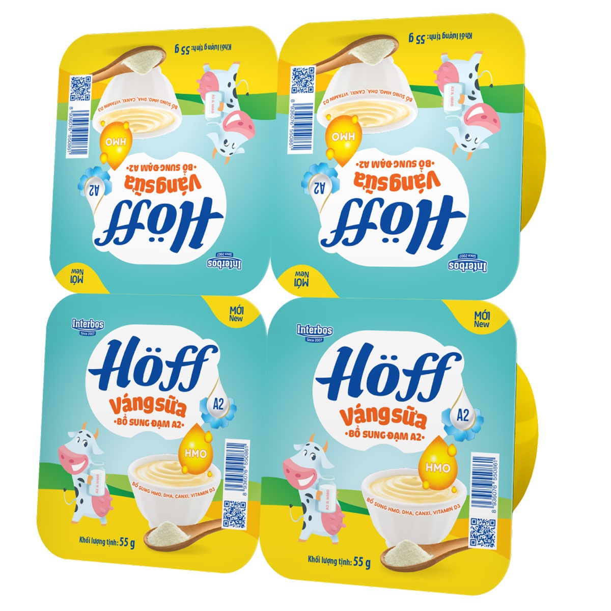 Váng sữa Hoff bổ sung đạm A2 4x55g - mặt trái