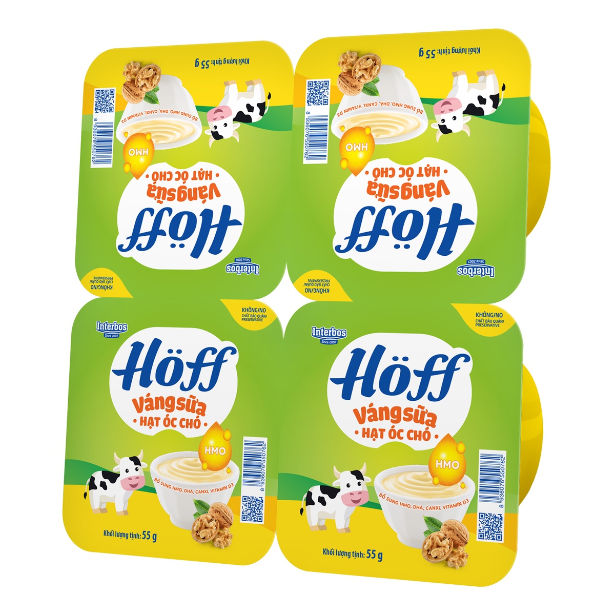 Váng sữa Hoff vị hạt óc chó 4x55g - mặt trái