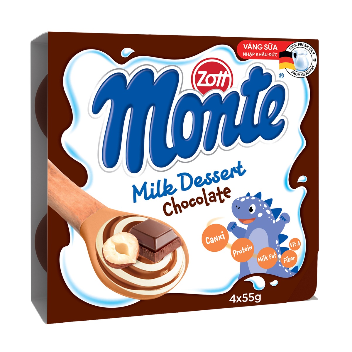 Váng sữa Monte Zott - Socola 4x55g - mặt trái