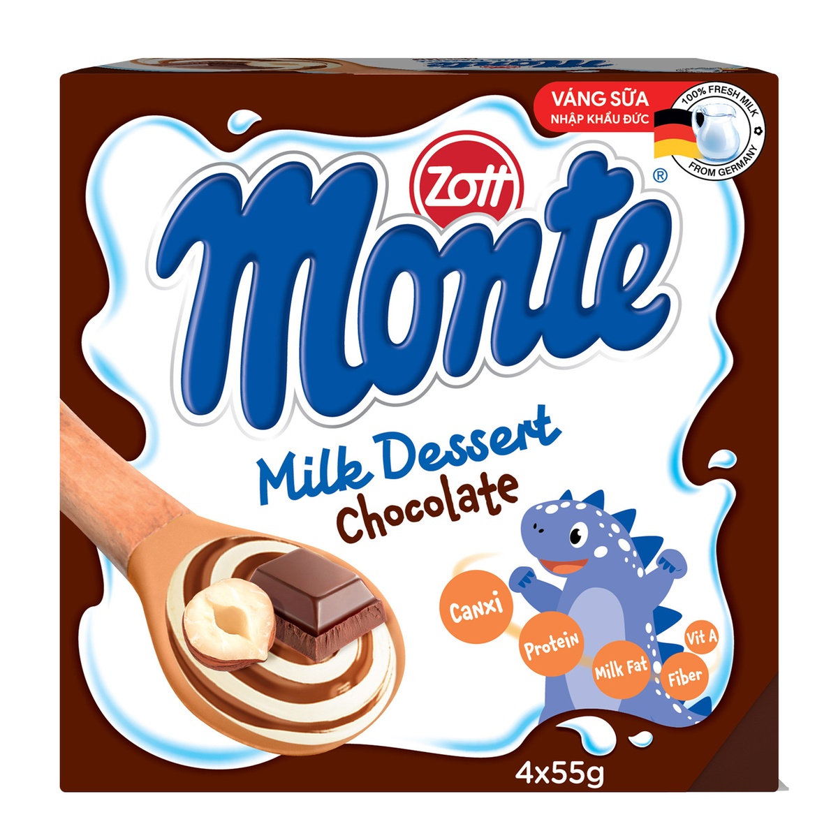 Váng sữa Monte Zott - Socola 4x55g - mặt phải