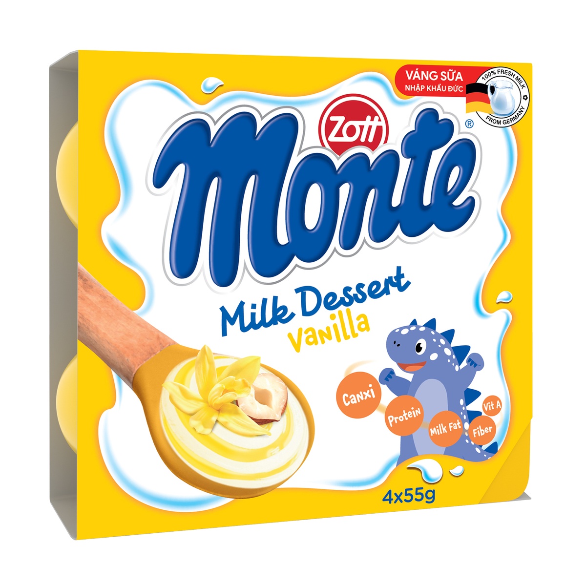 Váng sữa Monte Zott - Vanilla 4x55g cho bé trên 6 tháng tuổi - mặt trái