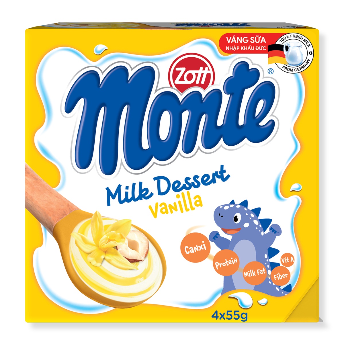 Váng sữa Monte Zott - Vanilla 4x55g cho bé trên 6 tháng tuổi - mặt phải