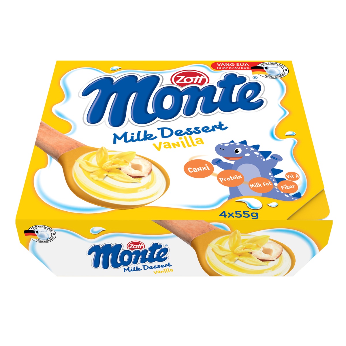 Váng sữa Monte Zott - Vanilla 4x55g cho bé trên 6 tháng tuổi - góc nghiêng