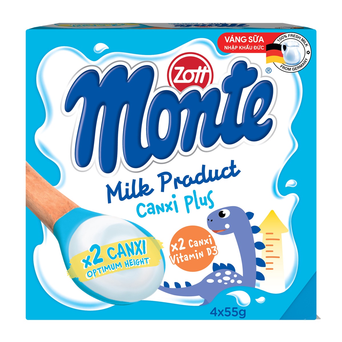 Váng sữa Zott Monte Canxi Plus 4x55g - mặt phải