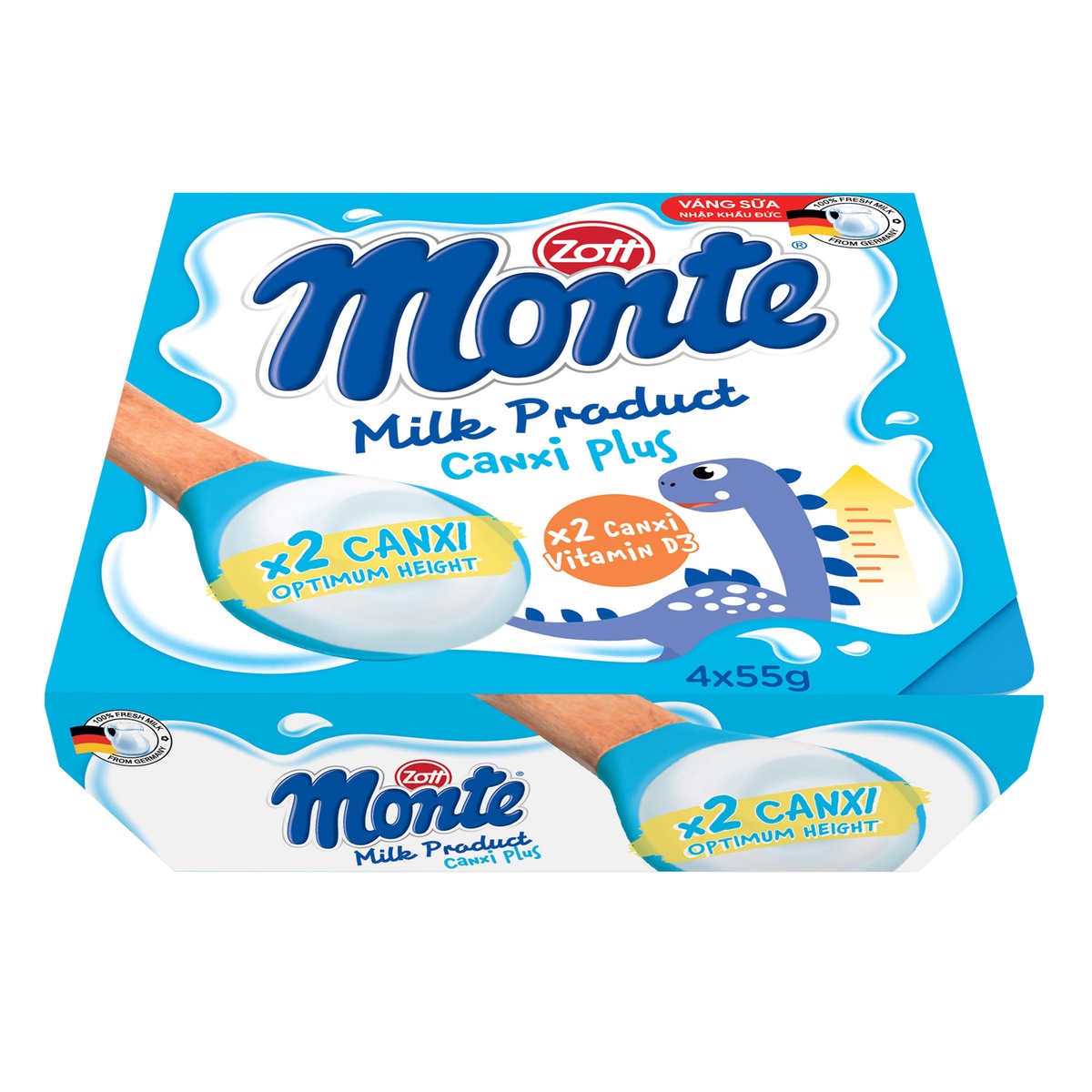 Váng sữa Zott Monte Canxi Plus 4x55g - góc nghiêng