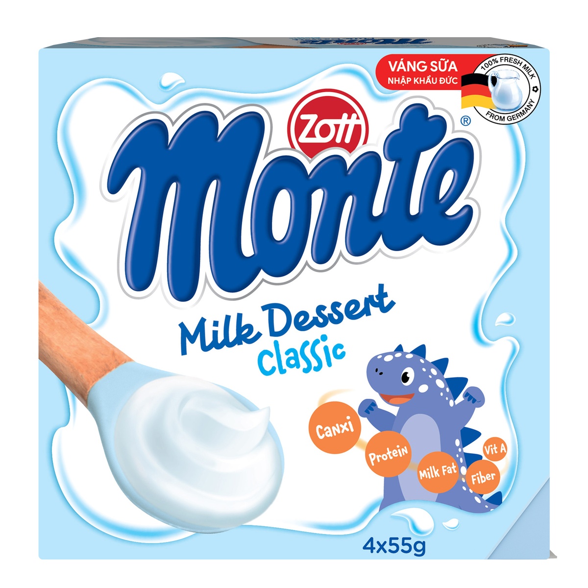 Váng sữa Zott Monte Classic 4x55g - mặt sau