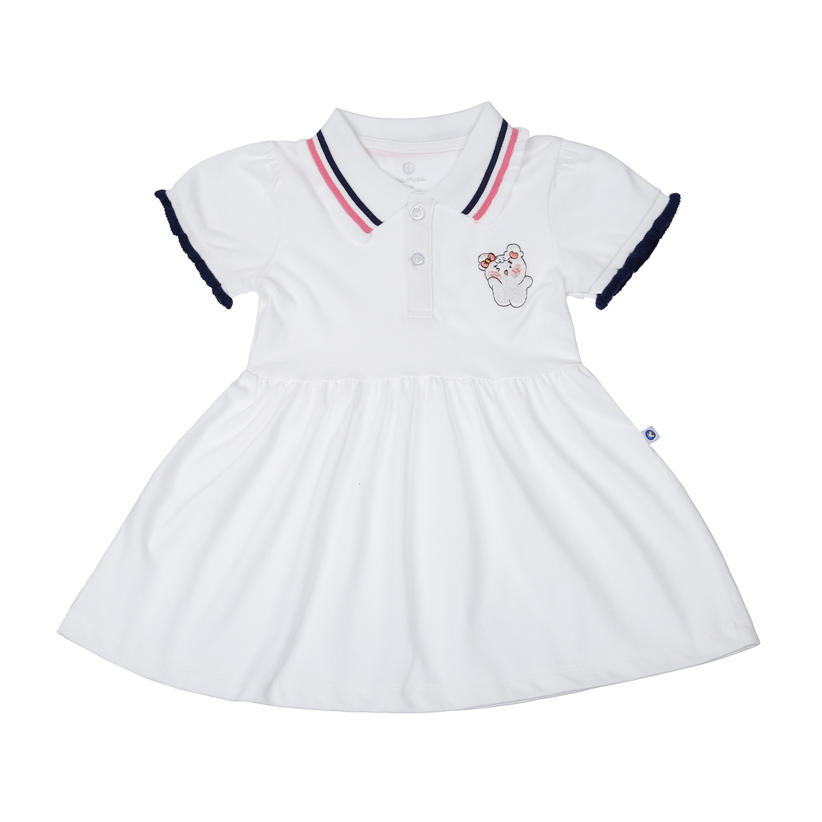 Váy bé gái polo KidsPlaza tay bèo thêu thỏ HN23H (Trắng)