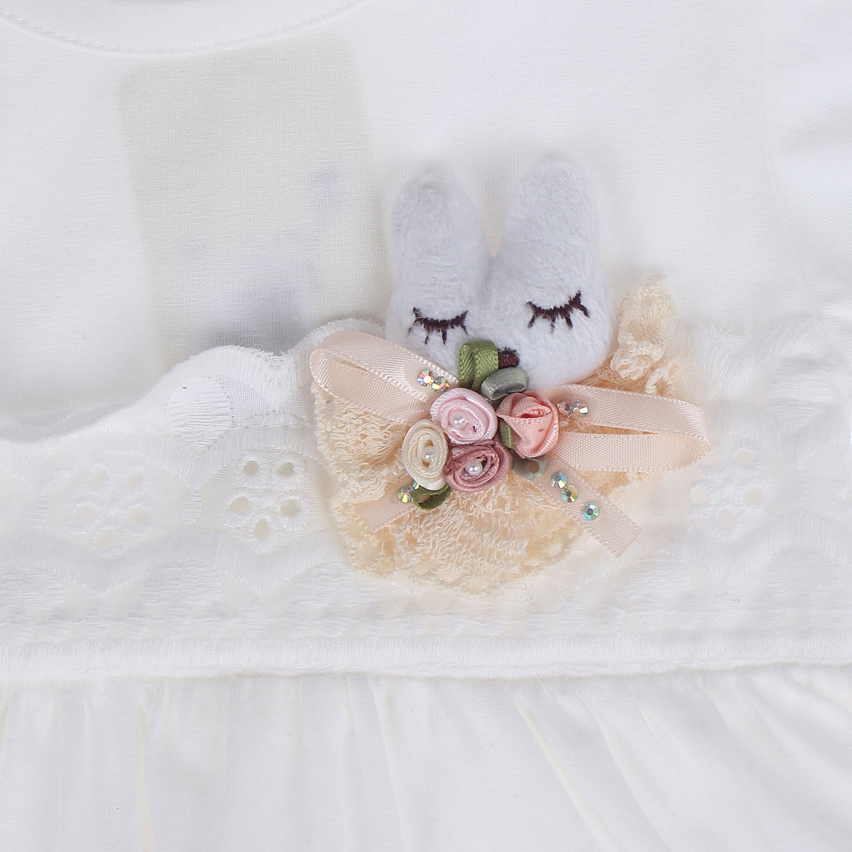 Váy cotton đính nơ hình chú thỏ Htkids  - mặt trái