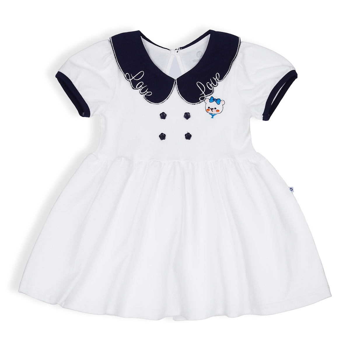 Váy Polo bé gái KidsPlaza cổ sen viền chữ HN23H (Trắng)
