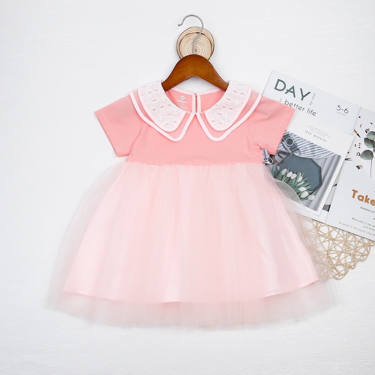 Váy tutu bé gái cổ tròn bánh bèo KidsPlaza AT23H (Hồng)