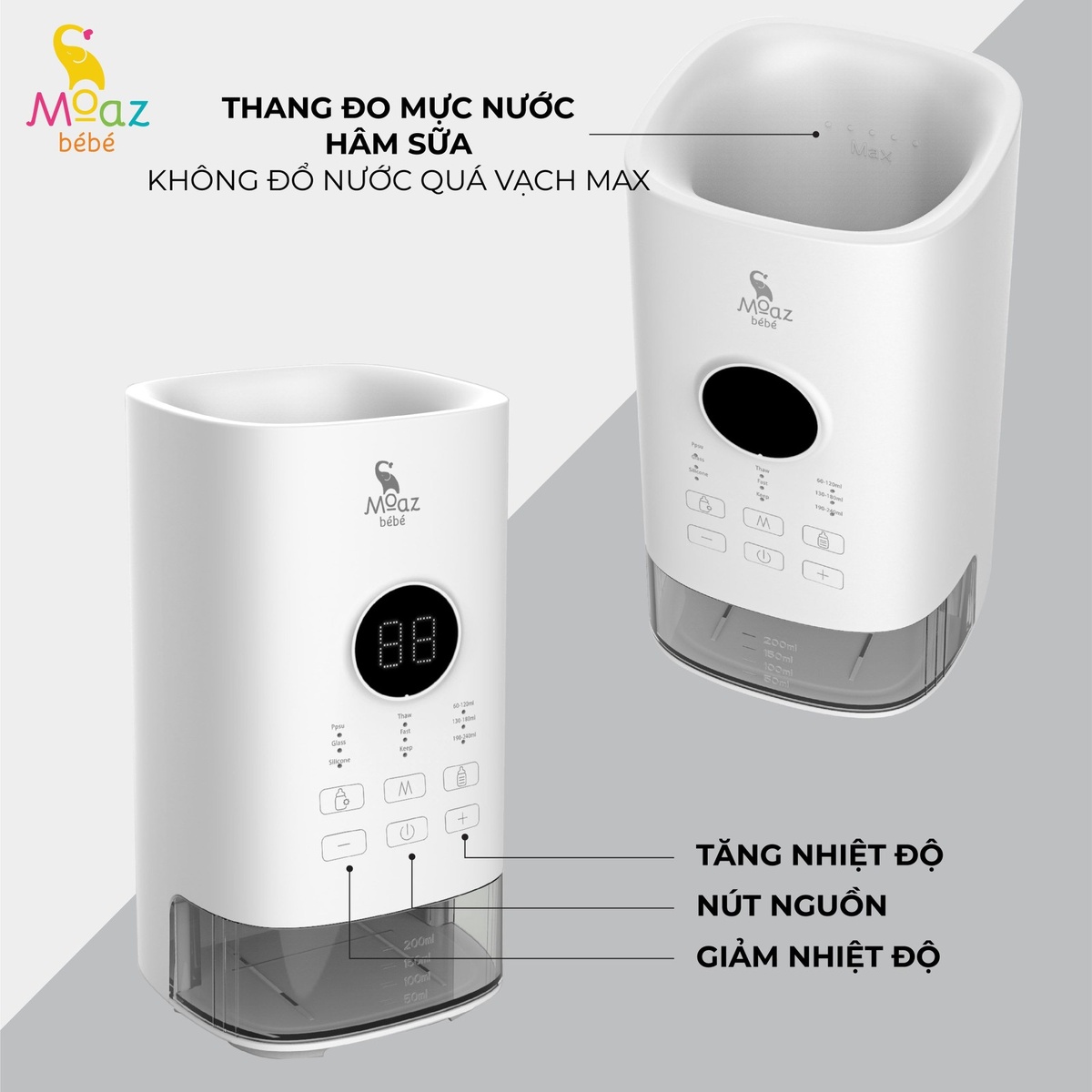 Máy hâm sữa đơn cho bé Moaz BéBé MB033  - mặt trái