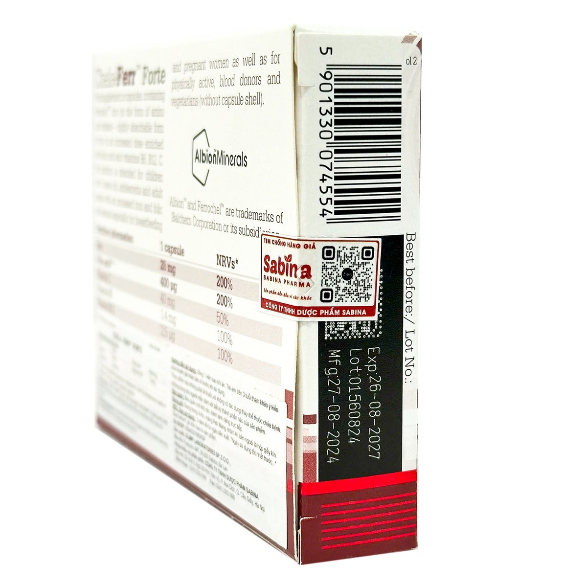 Thực phẩm bảo vệ sức khoẻ Chela-Ferr Forte bổ sung sắt cho bà bầu 30 viên - mặt sau