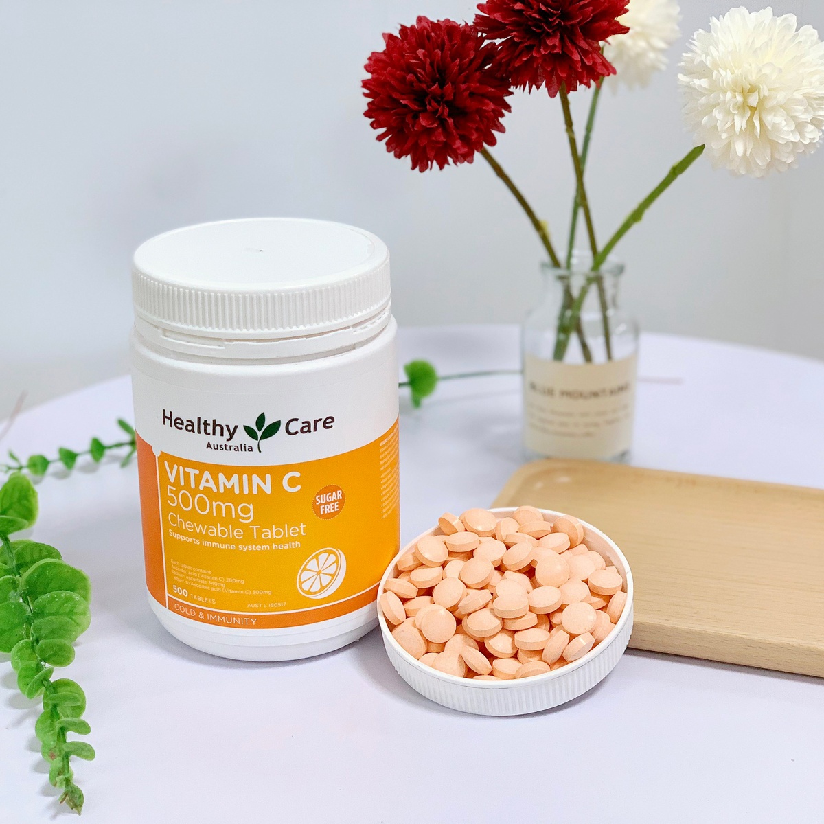 Viên ngậm Vitamin C Healthy Care 500 viên - mặt trái
