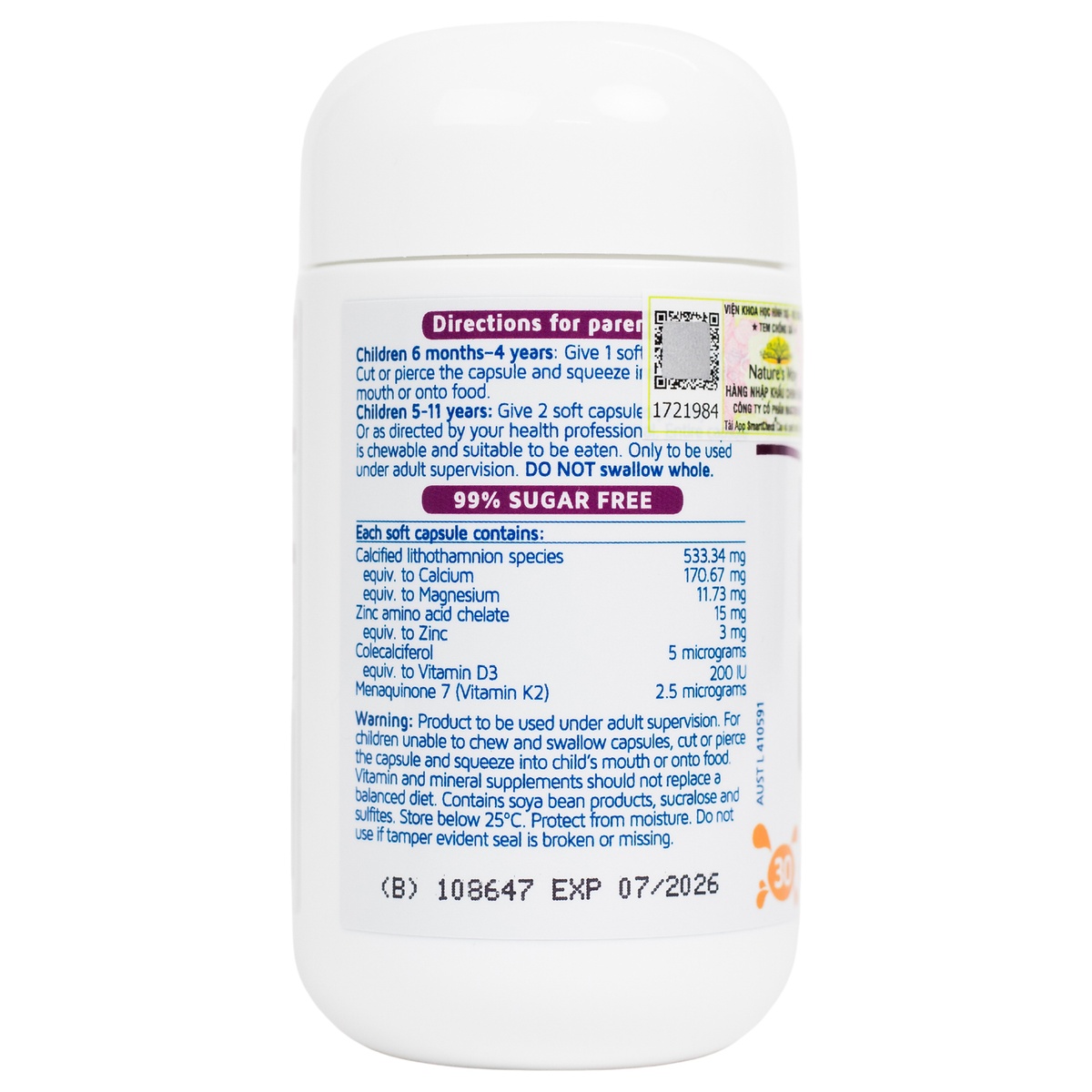 Thực phẩm bảo vệ sức khỏe Nature's Way hỗ trợ bổ sung Canxi  - mặt phải