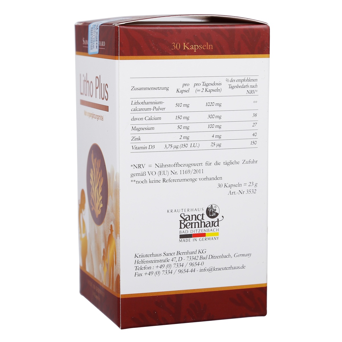 Viên uống Litho Plus bổ sung Canxi dành cho bà bầu (30 viên) - mặt phải