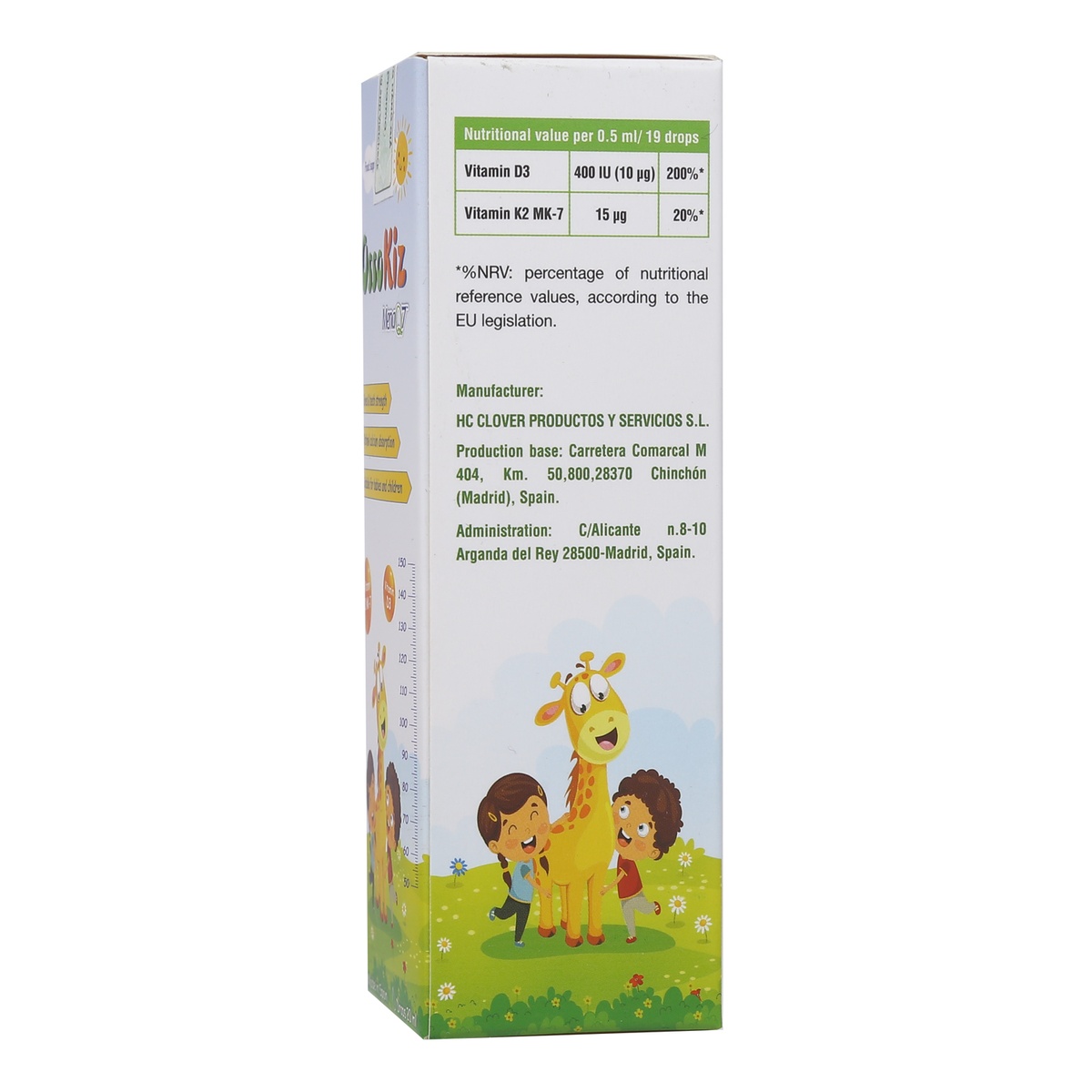 Vitamin D3K2 MK7 Ossokiz 20ml - mặt sau