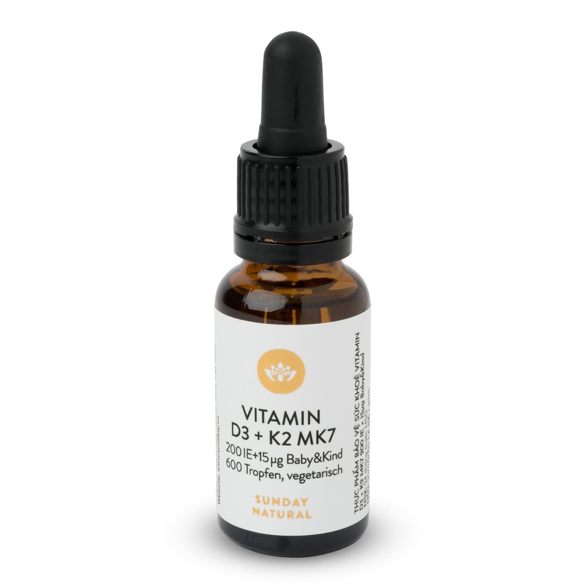 Vitamin D3K2 MK7 Sunday Natural 20ml của Đức - góc nghiêng