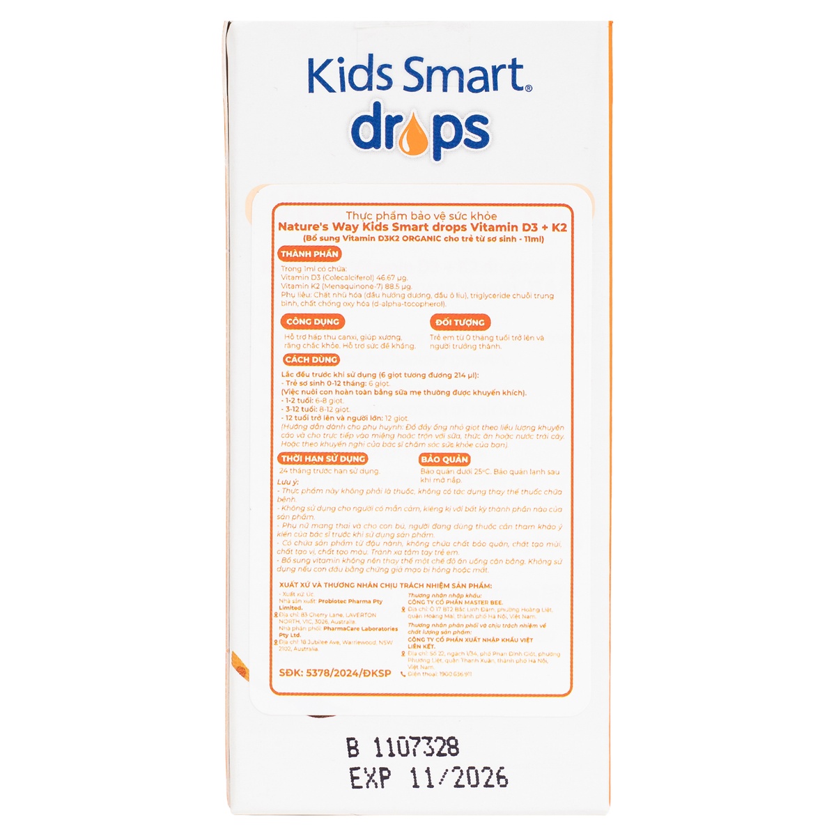 Thực phẩm bảo vệ sức khỏe Nature's Way Kids Smart Drops Vitamin D3 + K2 - hình 6
