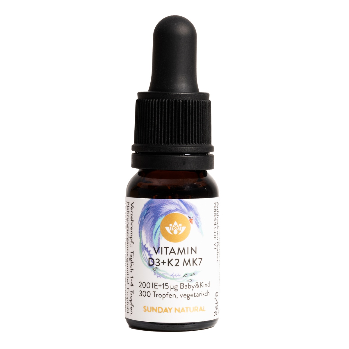 Thực phẩm bảo vệ sức khỏe VITAMIN D3 + K2 MK7 200 IE + 15μg Baby&Kind - mặt trái