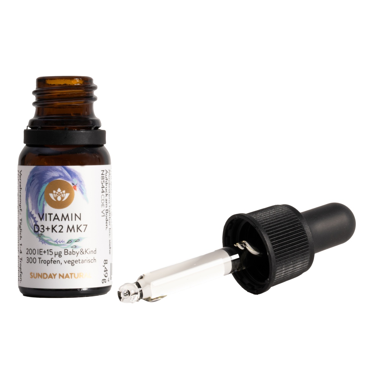 Thực phẩm bảo vệ sức khỏe VITAMIN D3 + K2 MK7 200 IE + 15μg Baby&Kind - mặt phải