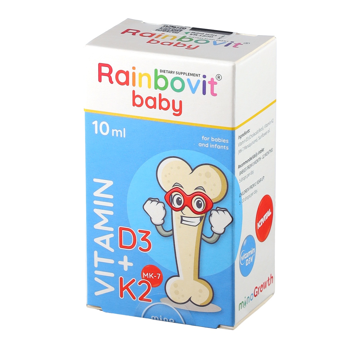 Thực phẩm bảo vệ sức khỏe Rainbovit Baby Vitamin D3+K2 10ml - mặt phải