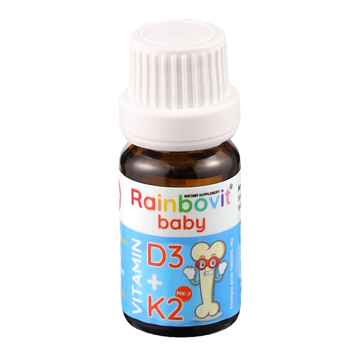 Thực phẩm bảo vệ sức khỏe Rainbovit Baby Vitamin D3+K2 10ml - mặt sau