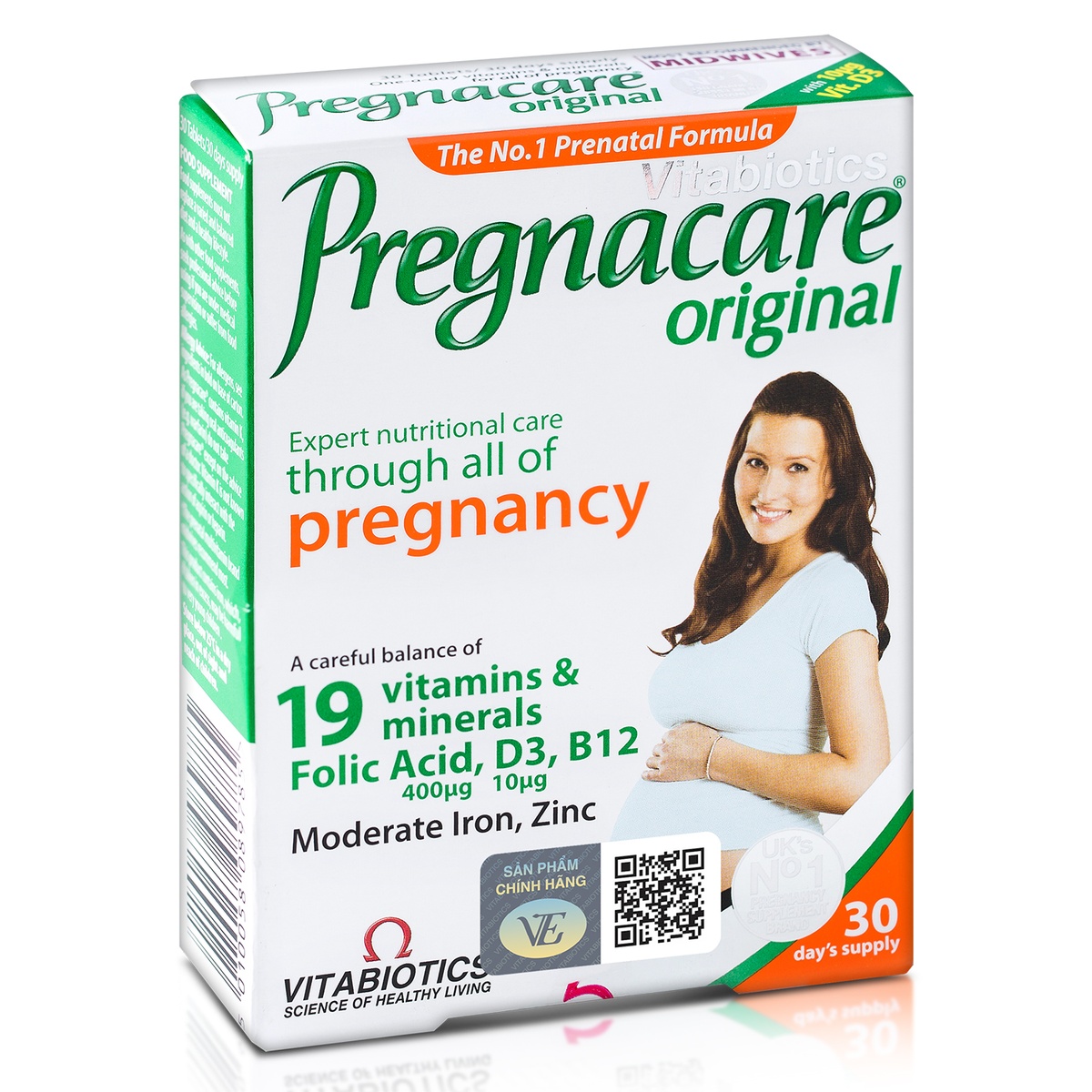 Thực phẩm bảo vệ sức khỏe Pregnacare Orginal - Hộp 30 viên - mặt trái